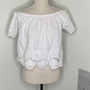 Off the shoulder white lace top
